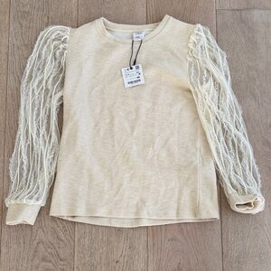 Cream Sweater with Lace Sleeves Zara kids size 13-14